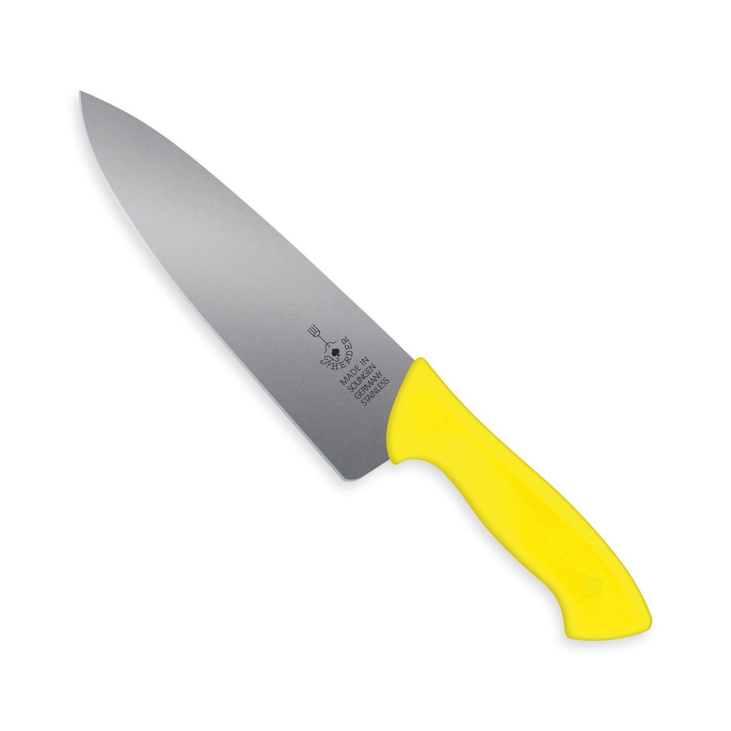 Arbeitsmesser mit Edelstahlklinge und gelbem Griff als hochwertiges Küchenmesser für präzises Schneiden, 21 cm Klinge