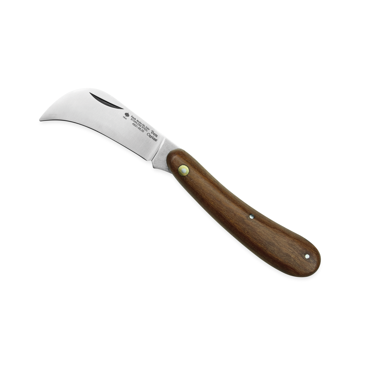Klappbares Pilzmesser 8 cm Don Carlos von F. HERDER mit gebogener Klinge und Sapelli-Holzgriff
