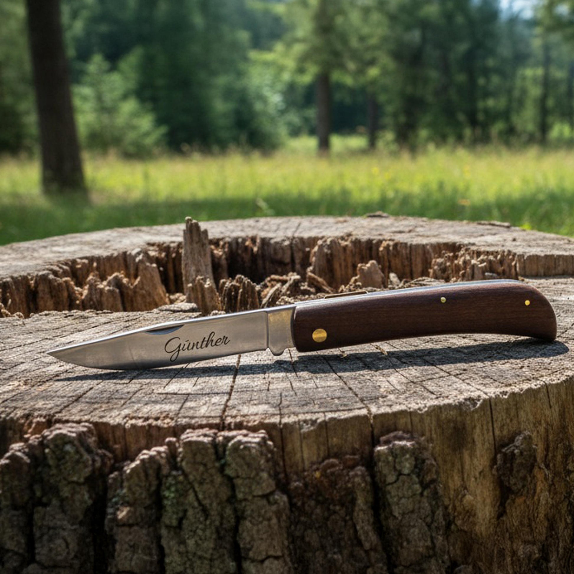 Hippekniep Taschenmesser mit Gravur Gunther, Holzgriff, personalisiertes Geschenk
