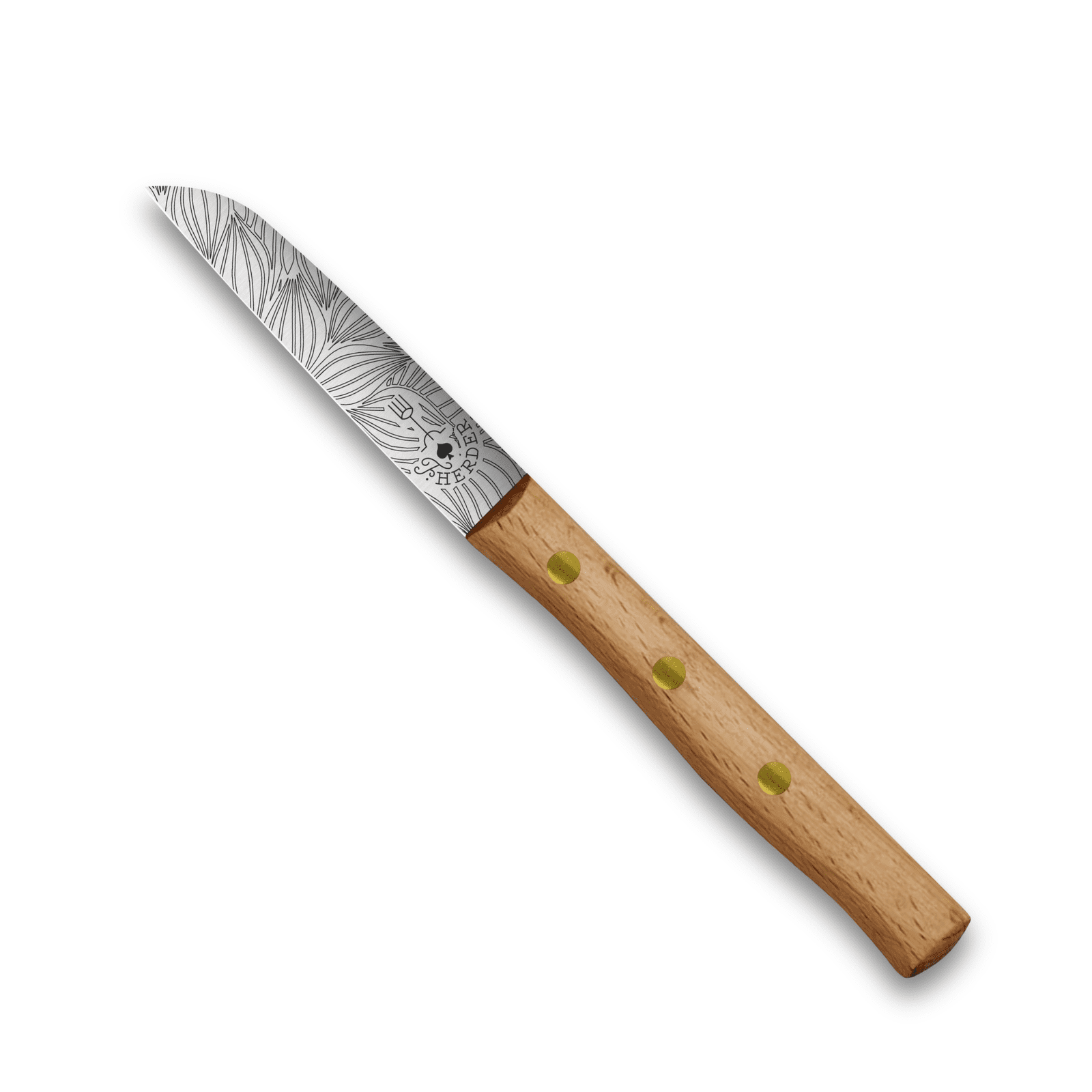 Gemüsemesser Solingen Zöppken Style Rostfrei Buche Holzgriff Dünnschliff mit Blattgravur (Variante 1)